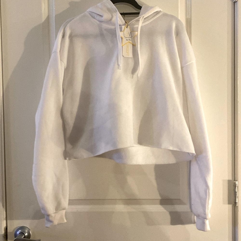 (NWT) Roma x Concept by Rosee White Cropped Hoodie, Size Xtra Large